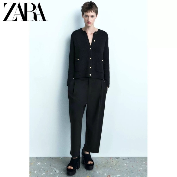NWT Zara Knit Cardigan With Gold Button - Picture 14 of 16